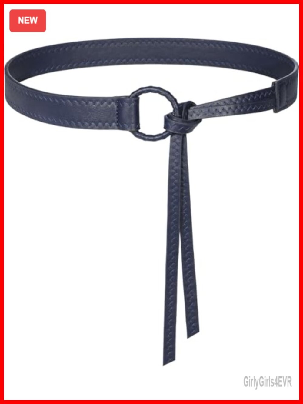 Knotted Waist Belt PU Leather Thin Strap Adjustable Double Rope Dress Belt